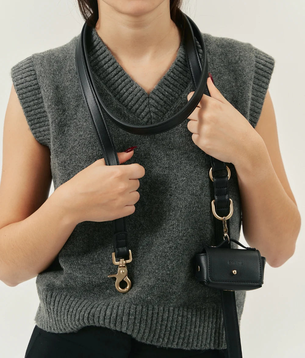 Laisse cuir végétal noir - Cafide