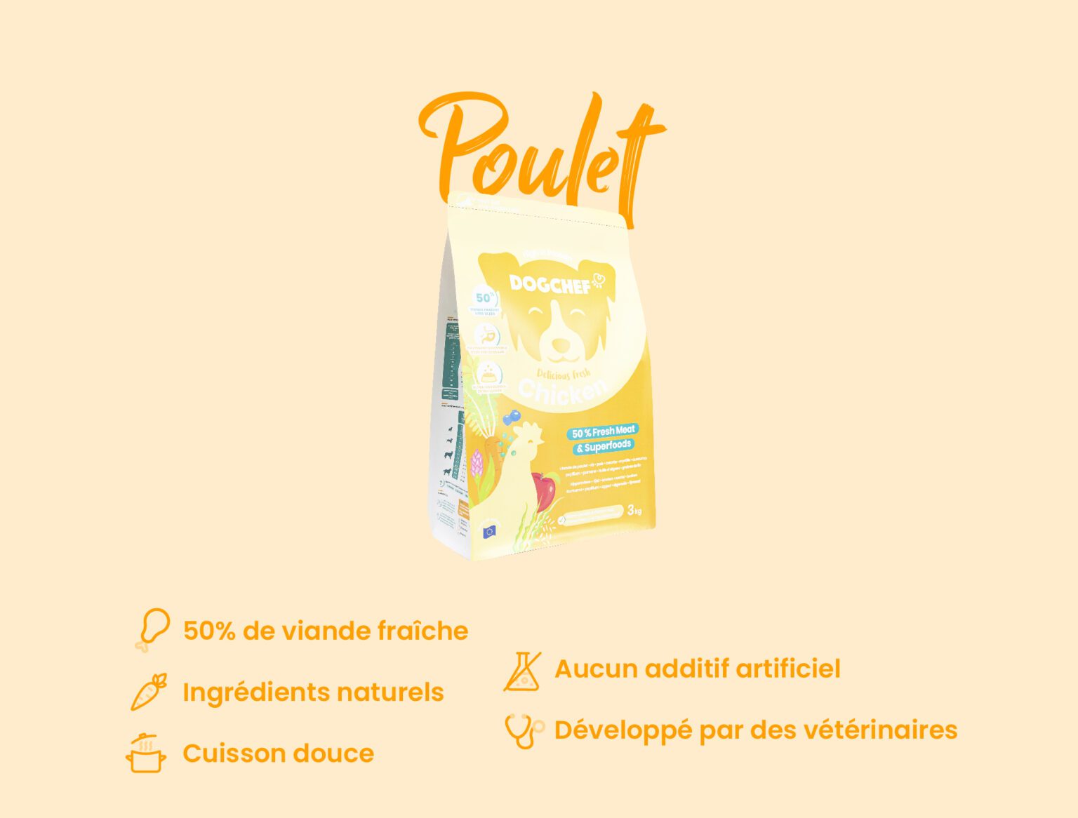 Croquettes au poulet frais - Dogchef