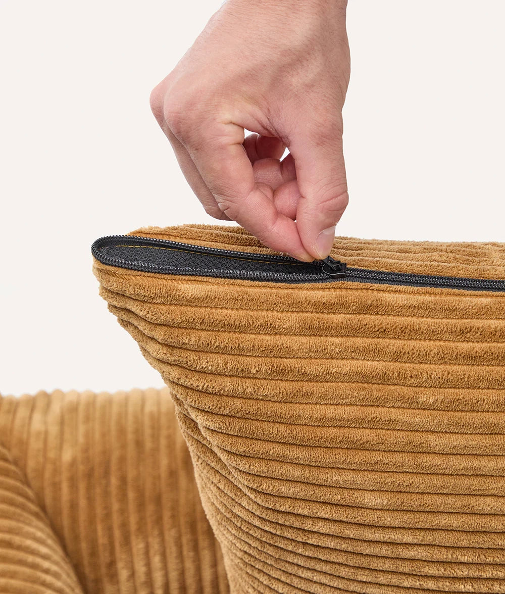 Panier en velours côtelé moutarde - Cafide