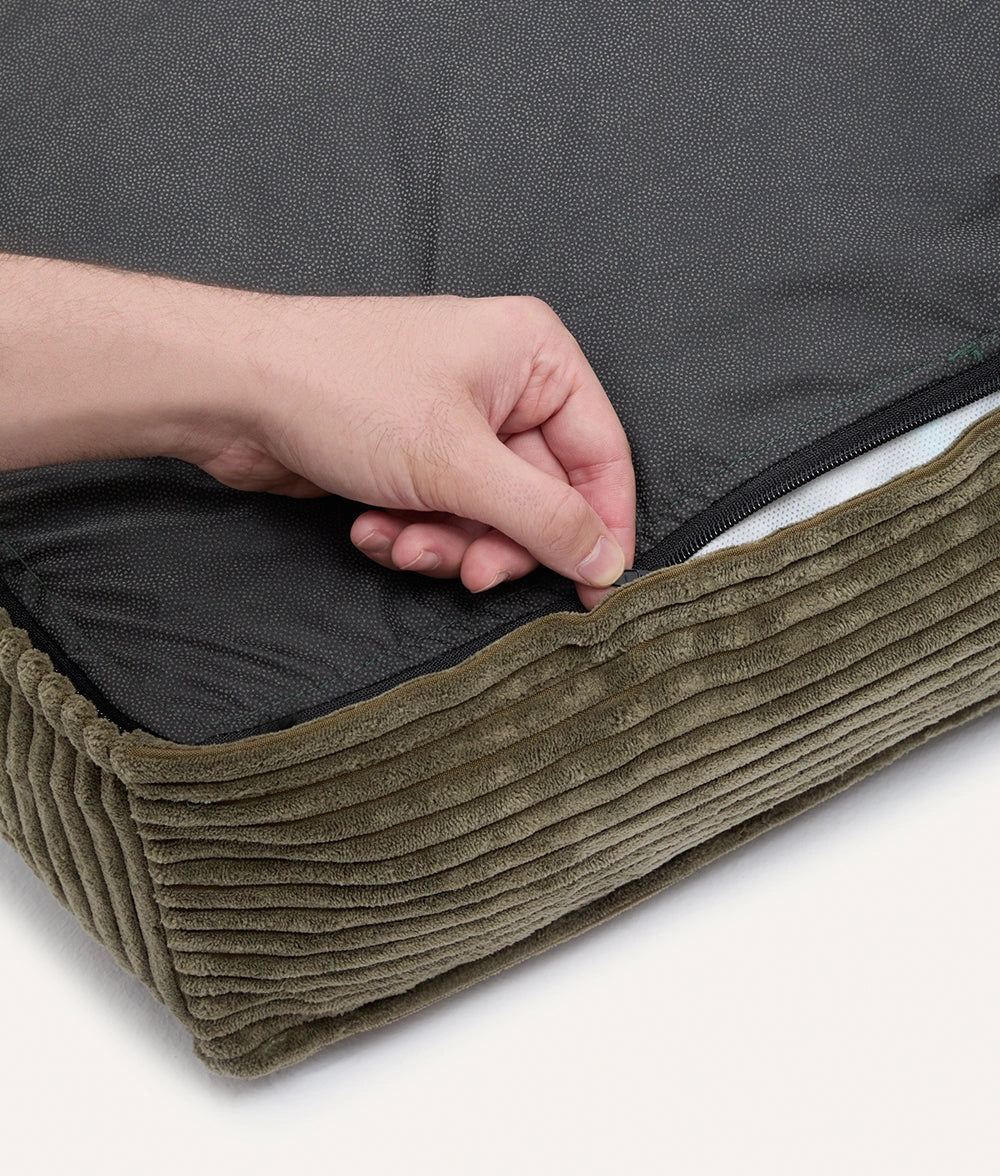 Panier en velours côtelé vert - Cafide